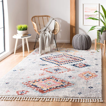 Morocco Collection Accent Rug, Ivory & Multi, Moroccan Boho Tribal Design, Non-Shedding & Easy Care, Ideal