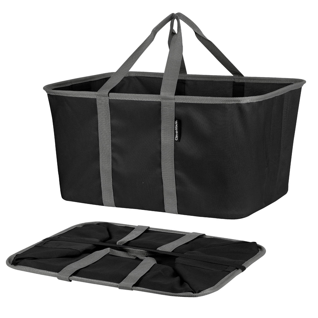 Collapsible Laundry Baskets, 50L Tote 2 Pack, Black Gray