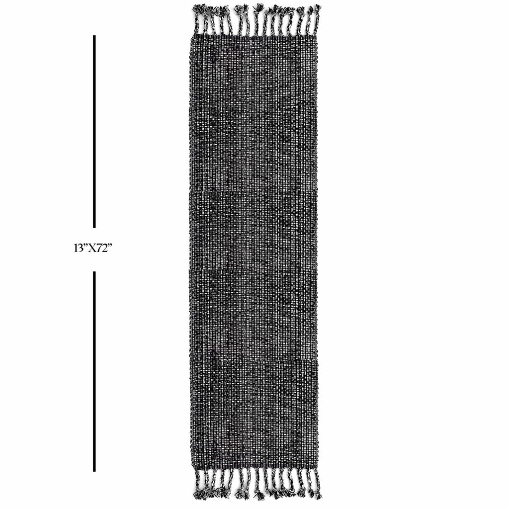 100% Cotton Table Runner Tables Rectangle Two Tone Woven Fabric 72" x 13" Soft Durable Table Runner, Black(Pack of 1)