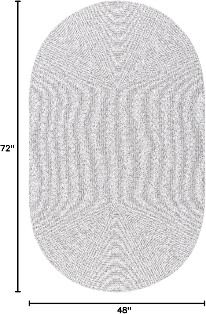 Braided Indoor/Outdoor Oval Rug 4x6, Silver & Grey BRD315F