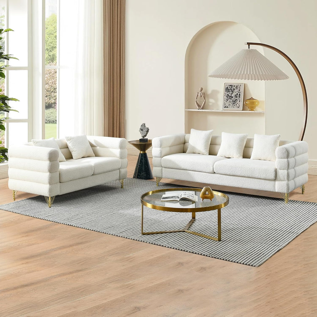 Mikibama Luxury Teddy Sofa Set for Living Room, Modern Decor Furniture Sectional Sofa