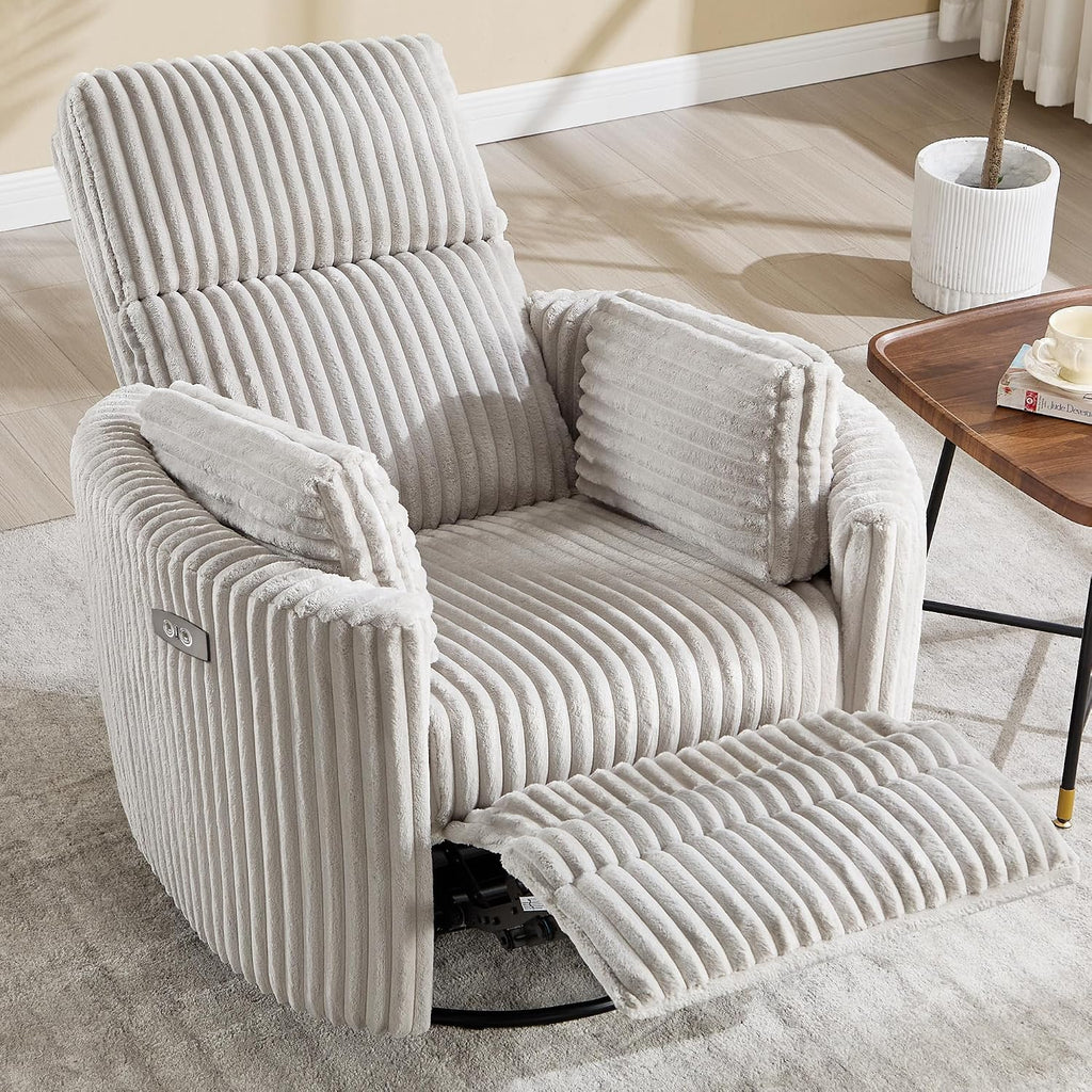 Power Recliner,Nursery Swivel Glider Rocking Chair with USB Port,Upholstered Adult Electric Recliner Rocking Chair