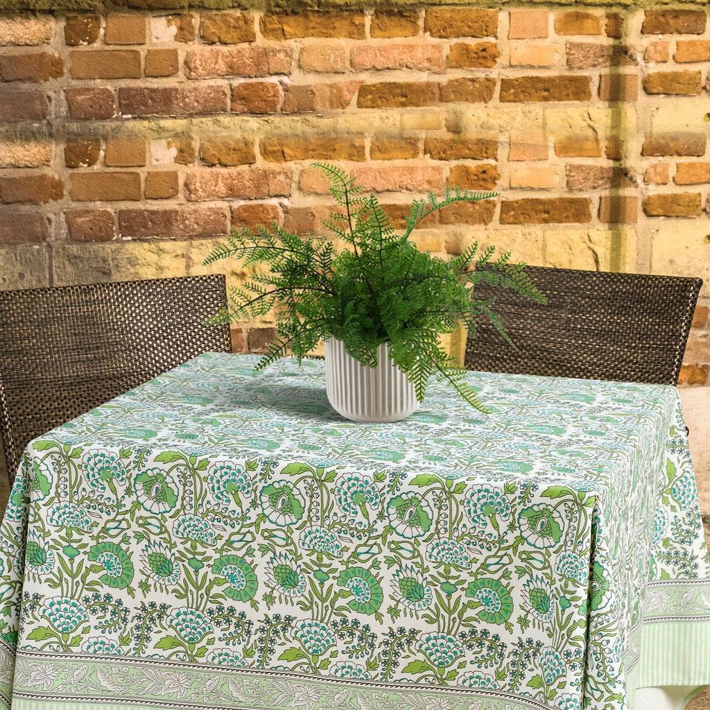 Cotton Tablecloth 60'' X 90'' Green Pattern Green