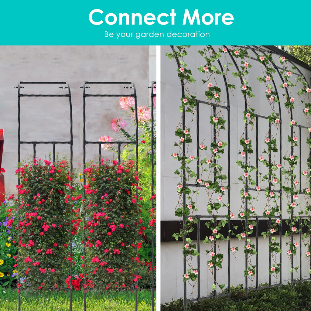 Half Garden Arch Trellis, 7.9FT Tall Pre-Assembled Metal Arbor Black