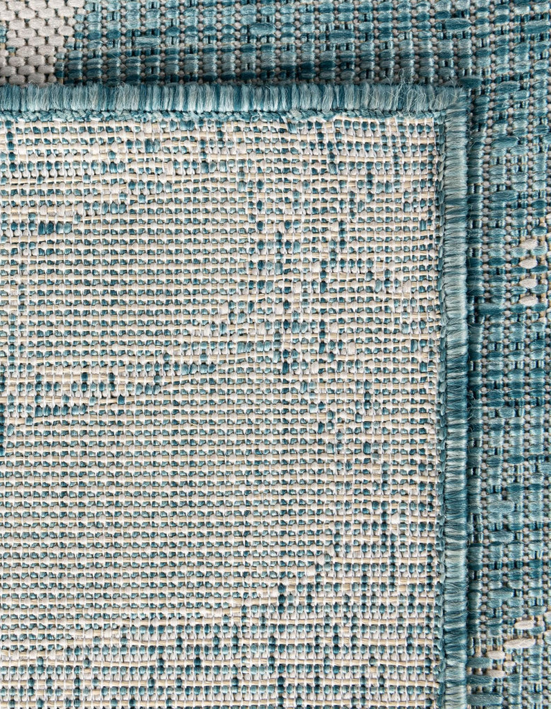 Outdoor Coastal Collection Rug - 6 Ft Runner Aqua Flatweave-Pile Rug Perfect s, Entryways