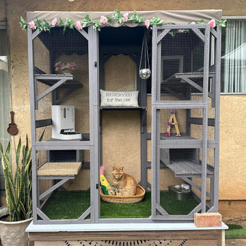 Window Catio Outdoor Cat Enclosure 5-Level Walk-in Cat House