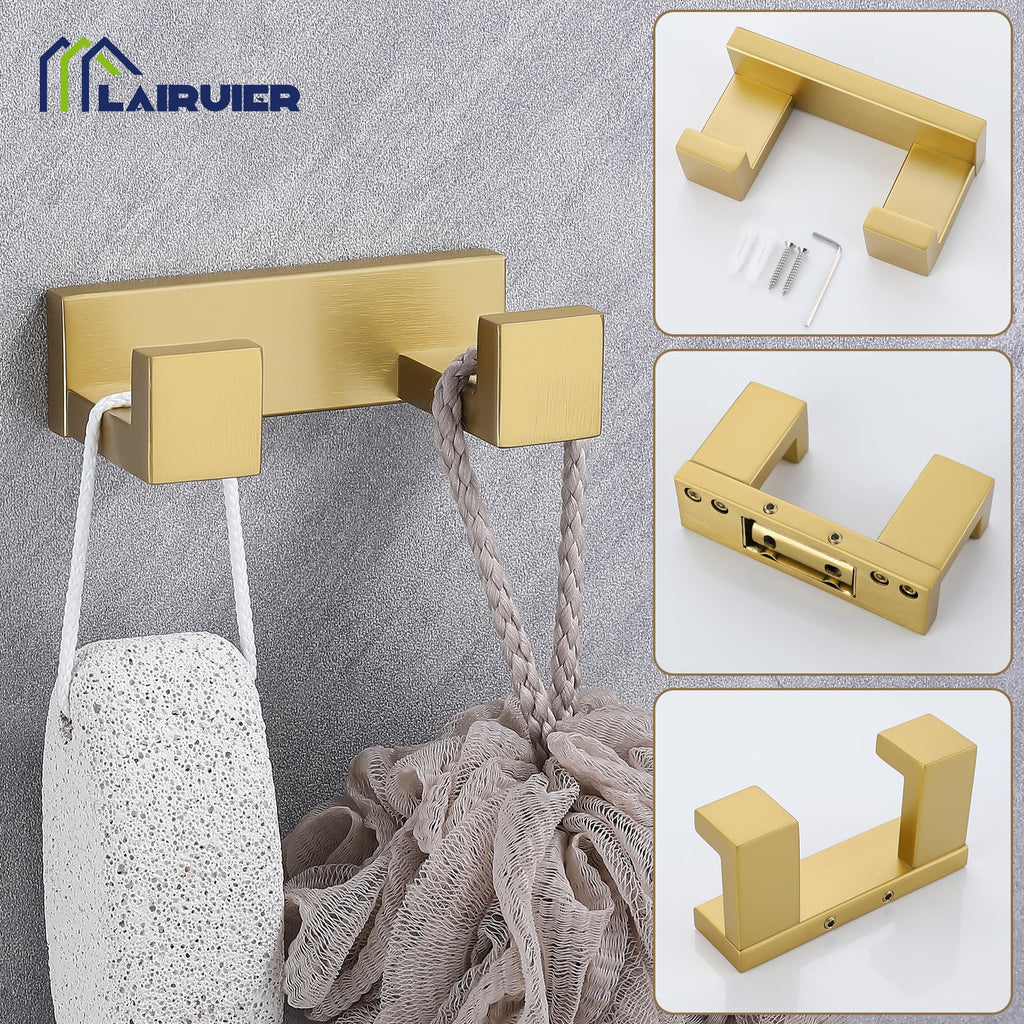 Brushed Gold Bathroom Hardware Accessories, 4PCS Towel Bar Set