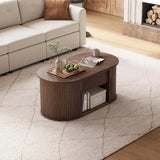 Lift Top Coffee Table, Oval Fluted Coffee Table with Storage