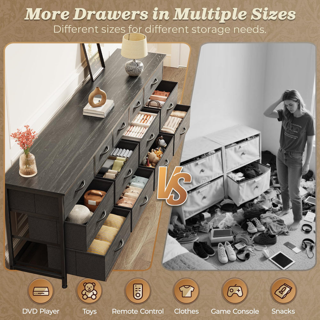 70 Inch Long Dresser, TV Stand for 65, 75, 80 Inch TV
