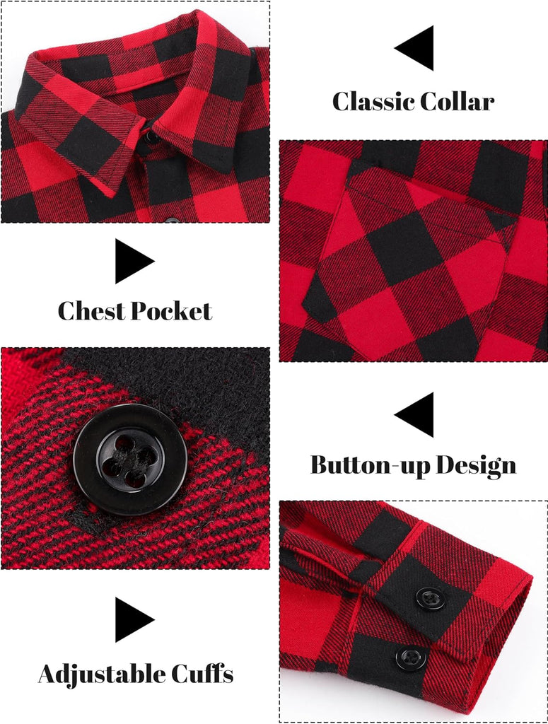 Boys Flannel Shirt Kids Long Sleeve Shirts Button Down