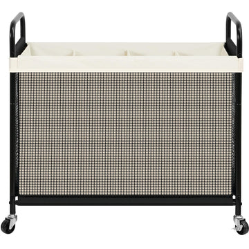 Laundry Hamper 4 Section, 140L Rolling Laundry Sorter Cart with Removable and Washable Liner Bag, Clothes Hamper with