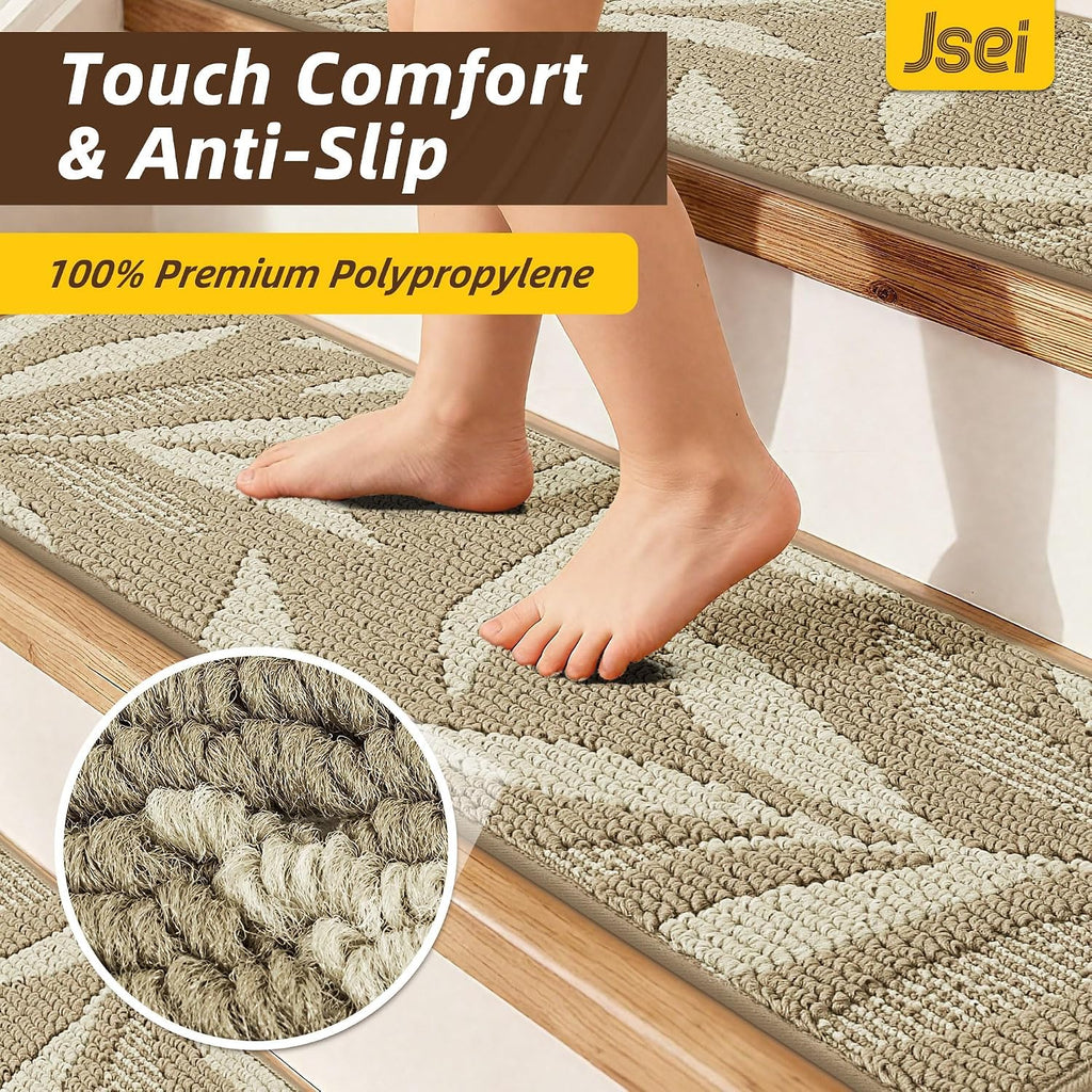 3D Leaf Stair Treads, 14 Pack 9" X 28", Beige