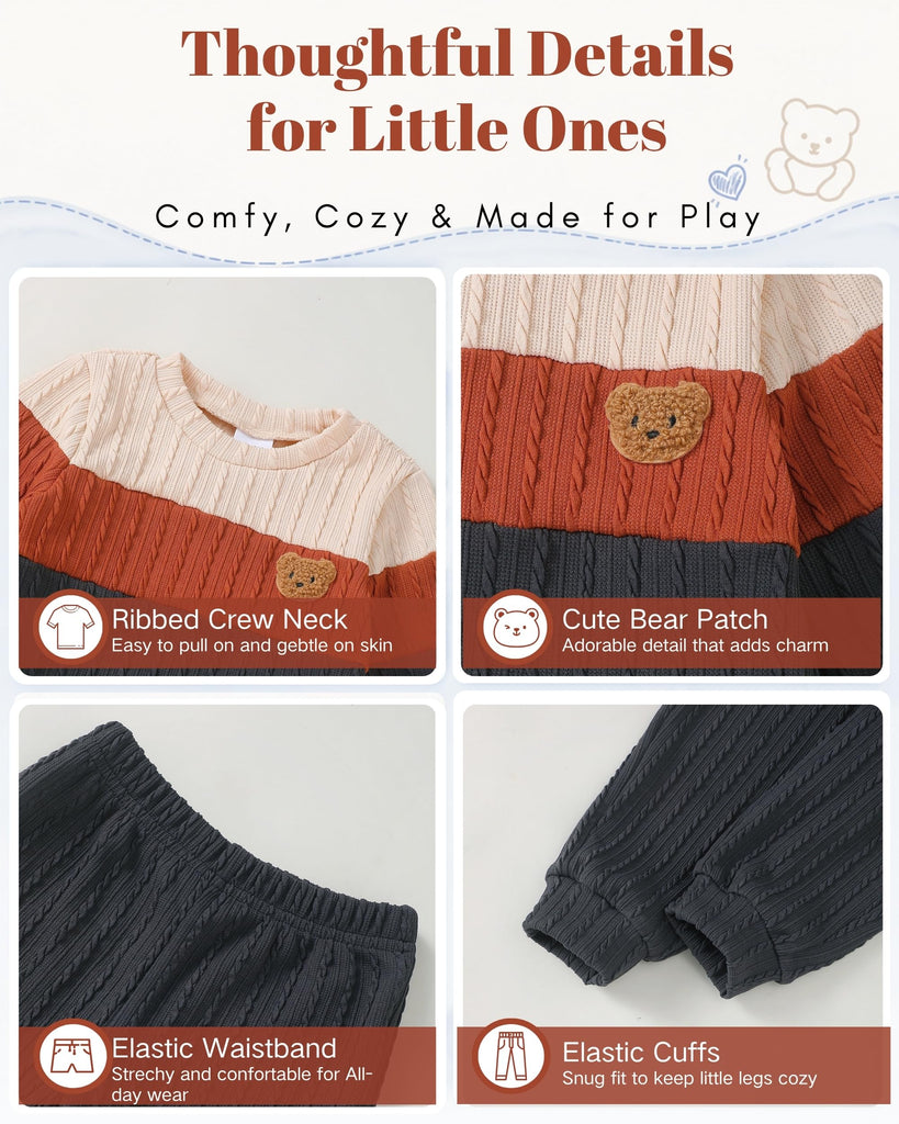 Boy Clothes Toddler Knit Sweatshirt & Pants Outfit Sets
