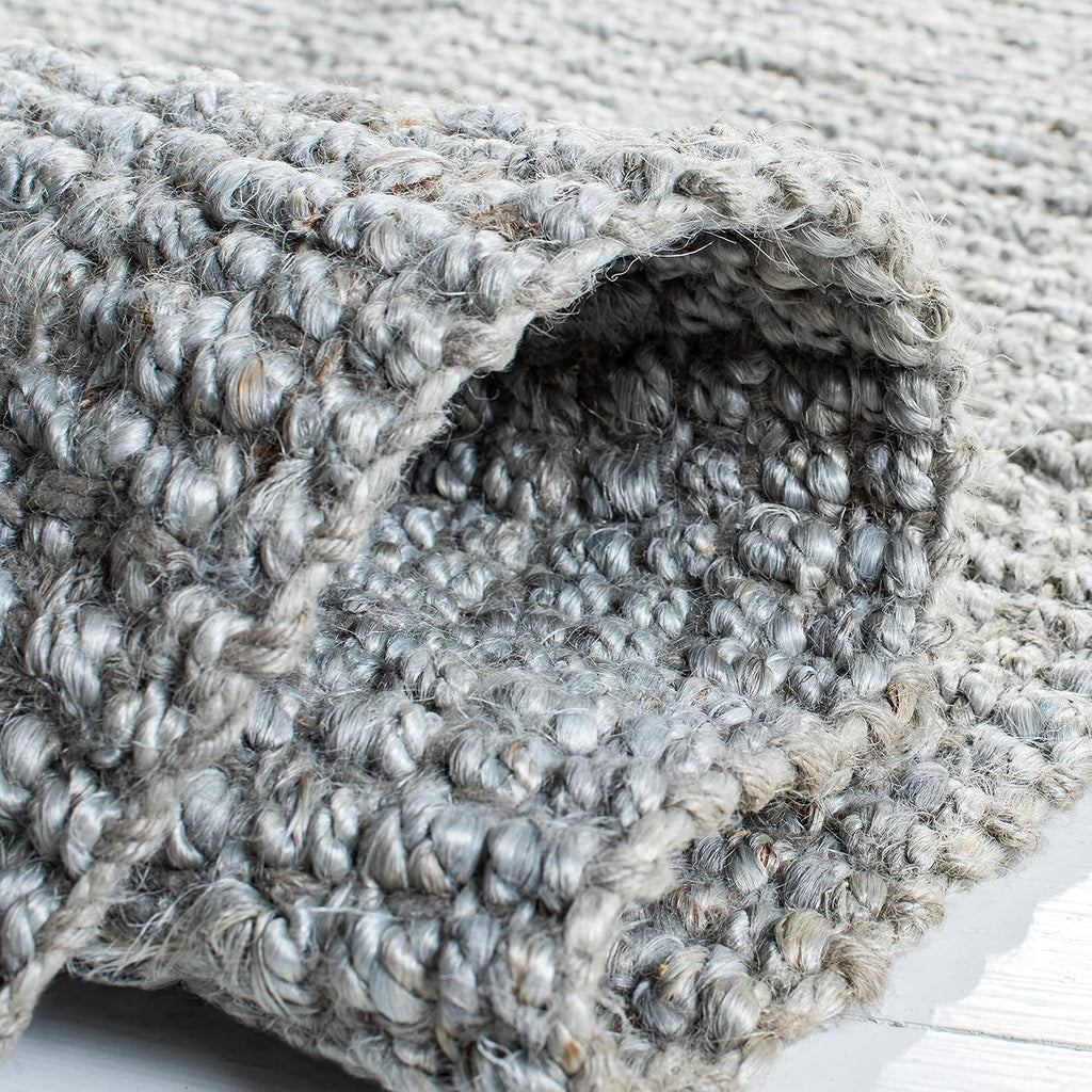 Natural Fiber Collection Area Rug - 7' Square, Grey, Handmade Farmhouse Jute, Ideal for High Traffic Areas (NF730F)