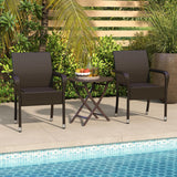 Set of 2 Stackable Outdoor Rattan Dining Chairs, All-Weather Armchair w/Armrests, Steel Frame for Garden, Patio, Deck
