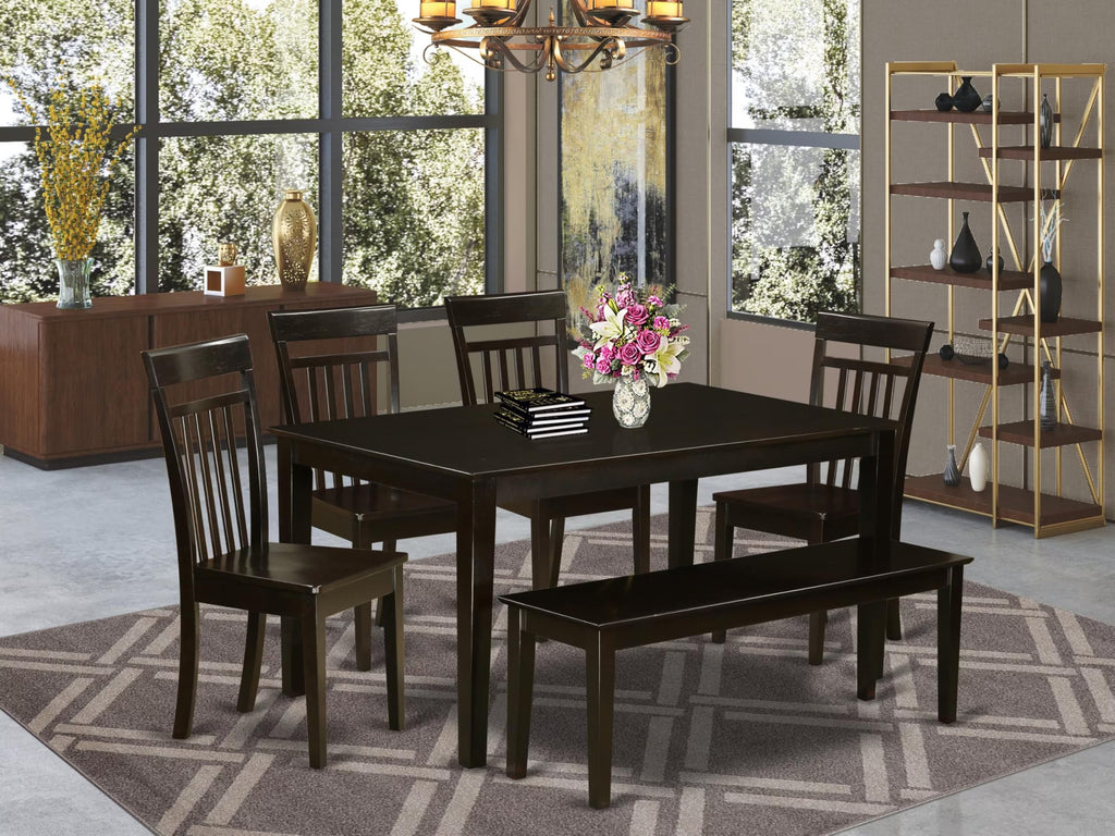 West Furniture 6 Piece Kitchen Table Set Contains a Rectangle Dining Table and 4 Dining Chairs with a