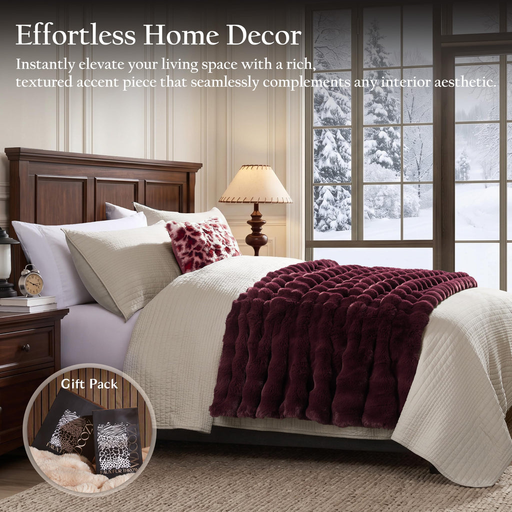 Luxury Bubble Throw Blanket, Faux Fur Mink Plush Throw for Couch, Sofa and Bed, Soft Thick and Warm, 60x80 inches