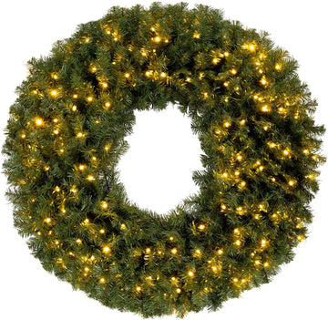 Indoor/Outdoor Prelit Large Christmas Wreath, Green, 48"