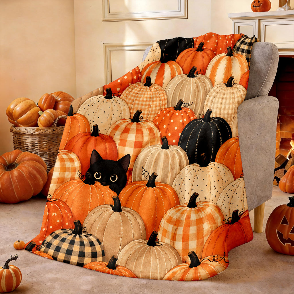Cozy Fall Blankets and Throws, Pumpkin Blanket for Couch, Autumn Throw Blanket 40" x 60"