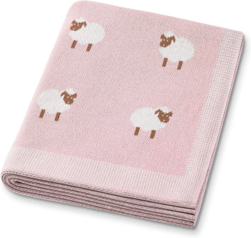 Organic Cotton Baby Blanket - Soft Luxury Knit Receiving Blanket for Newborns & Toddlers, Cozy Breathable Stroller