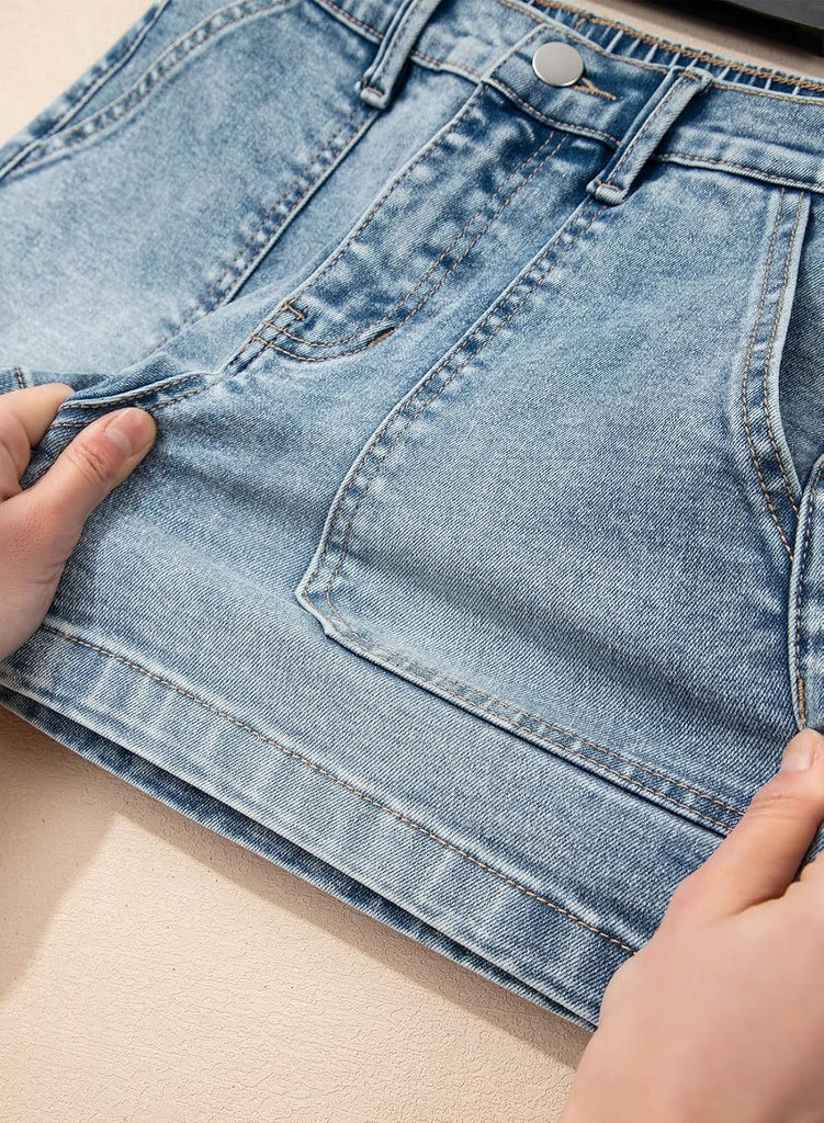 Teen Girls Stretch Jean Shorts with Pockets