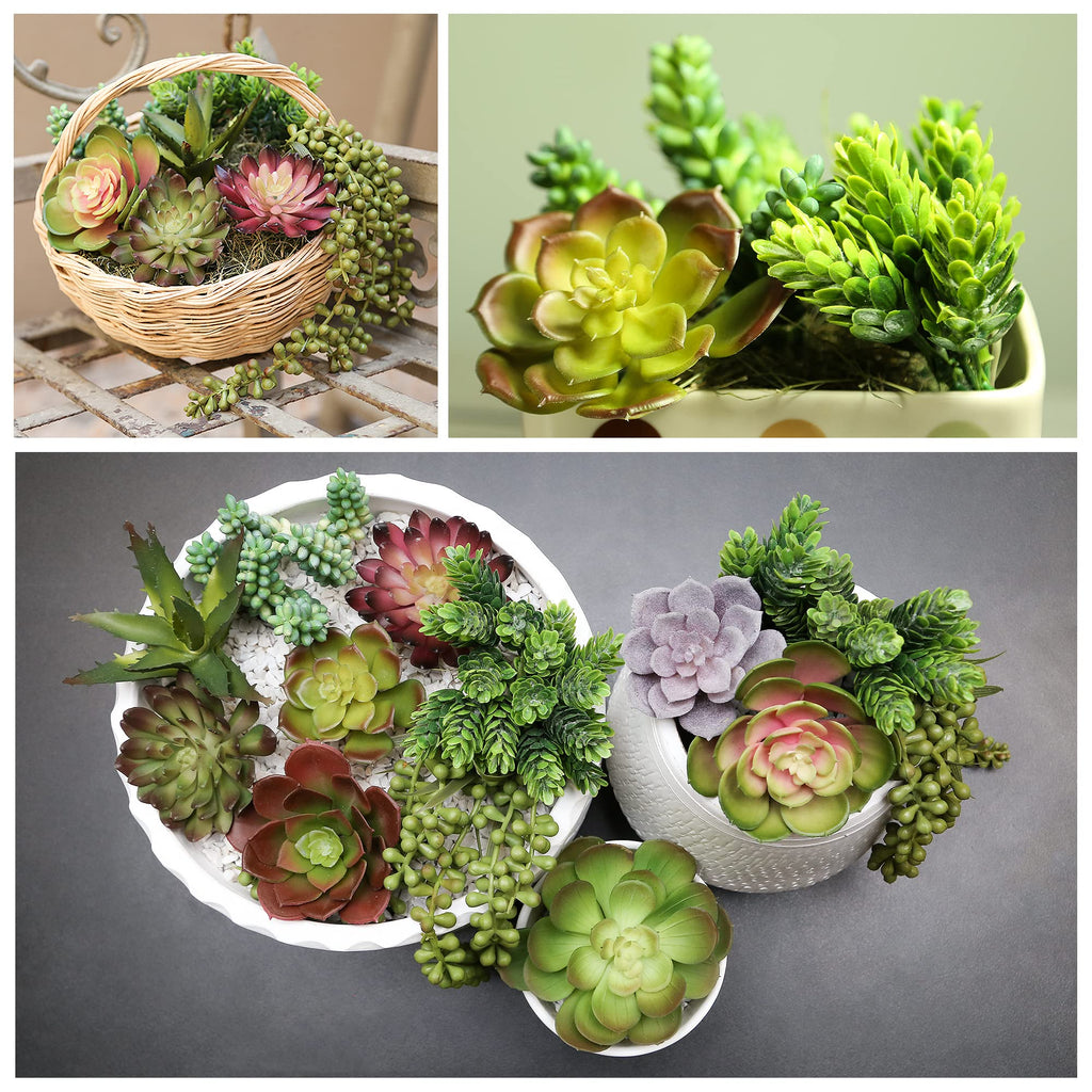 Artificial Succulents Plants Unpotted -14 Pack- Large Fake Succulent Plant Indoor Outdoors - Realistic Faux Cactus