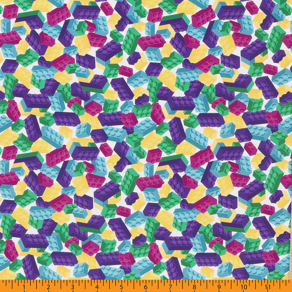 Building Blocks Cotton Fabric, Blocks Multi Cut by The Yard