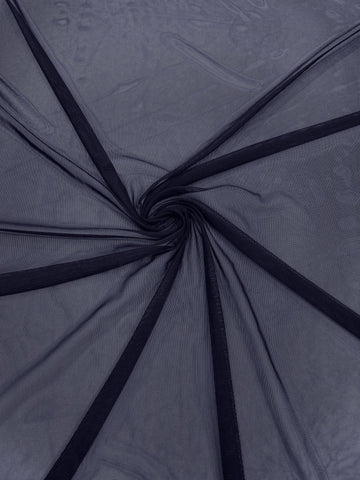 Solid Power Mesh Fabric Nylon Spandex 60" Wide Stretch Sold BTY Many Colors (1 Yard, Navy Blue)