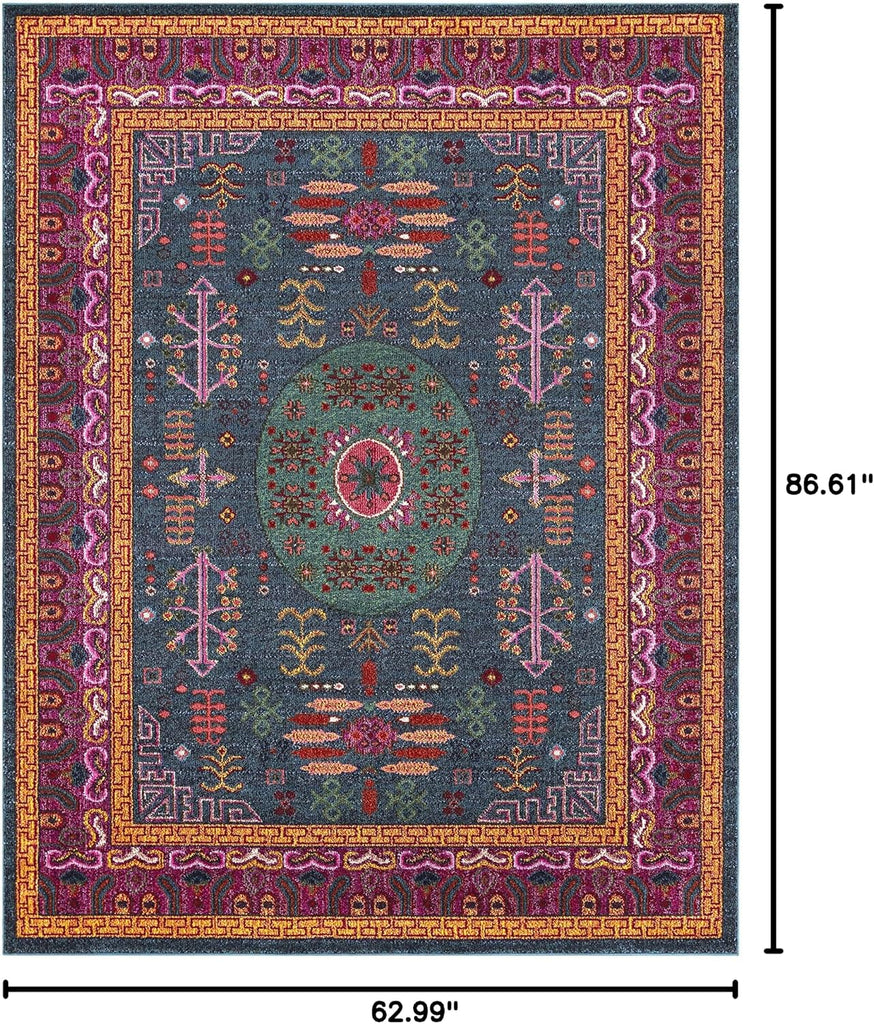Red Medallion Traditional Teal Area Rug Aqua Charcoal Burgundy Purple Navy Tribal Bordered Cleveland Living Room