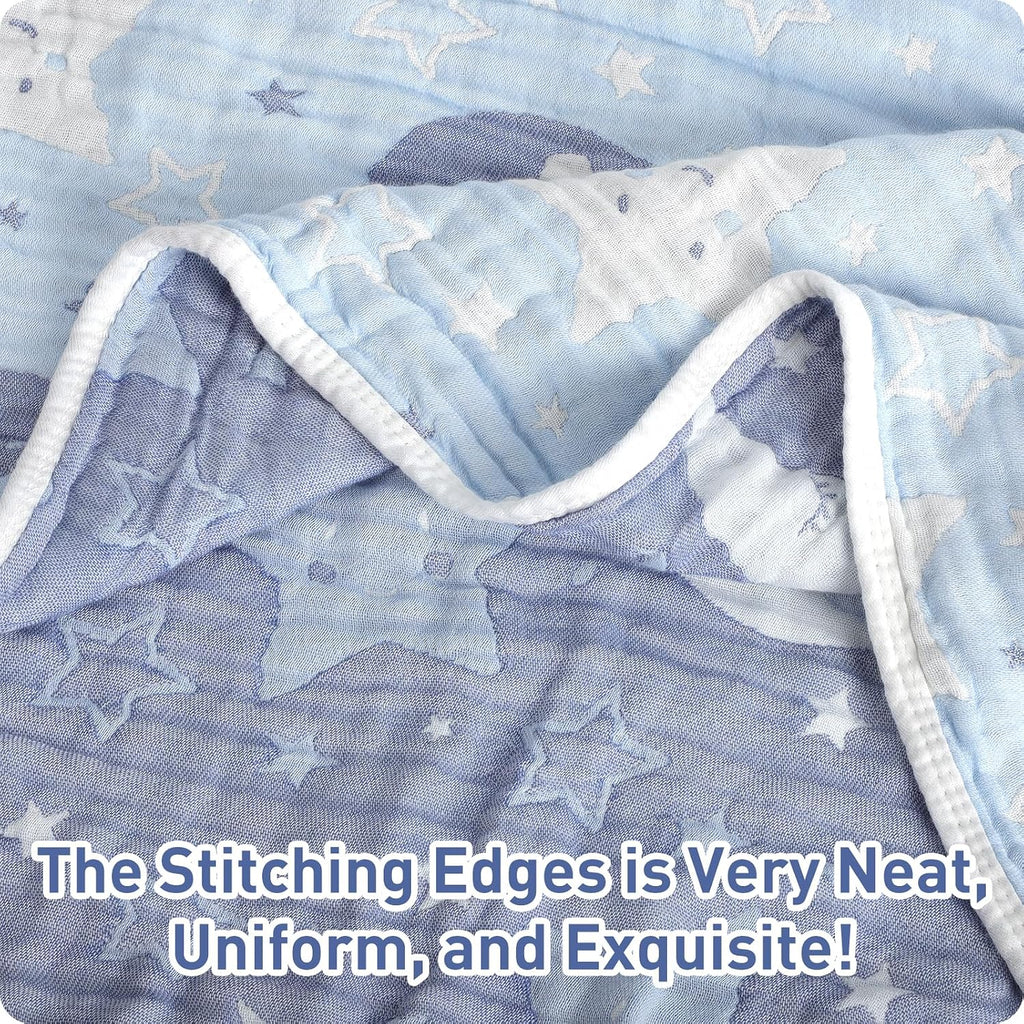 Cotton Muslin Baby Blankets Organic Comforter Reversible Neutral Layer Soft 43.3"x41.3" for Newborn Infant Toddler