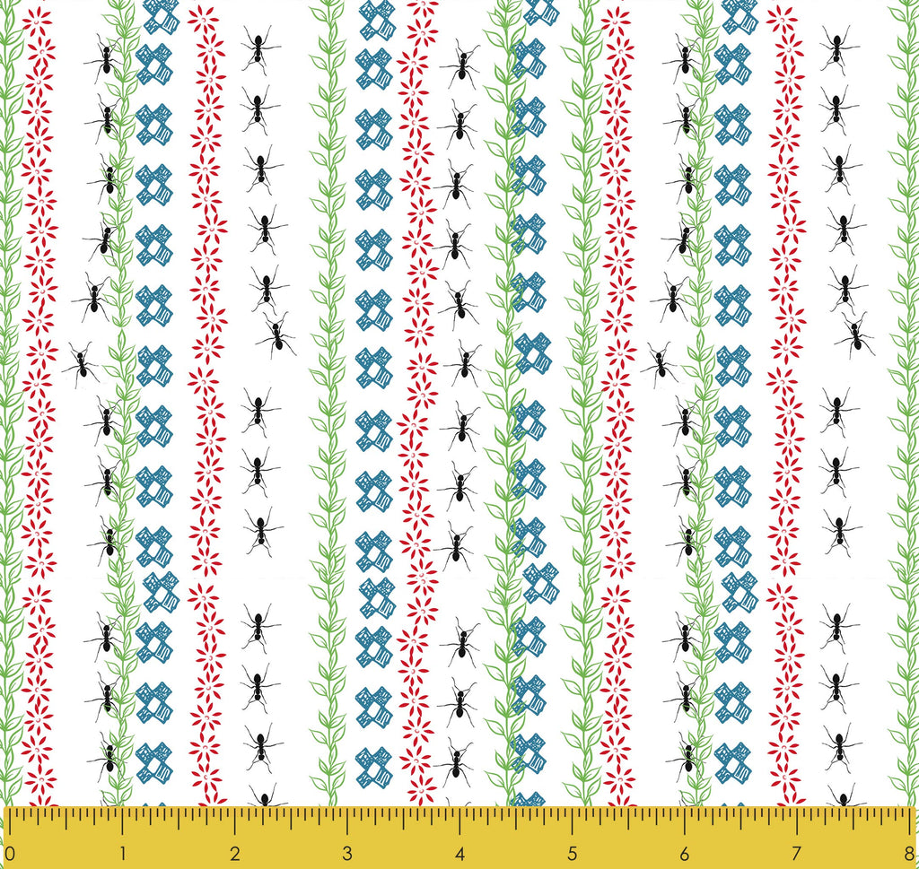 Maries Collection Fabric, Picnic Ant Stripe, 44 Inches