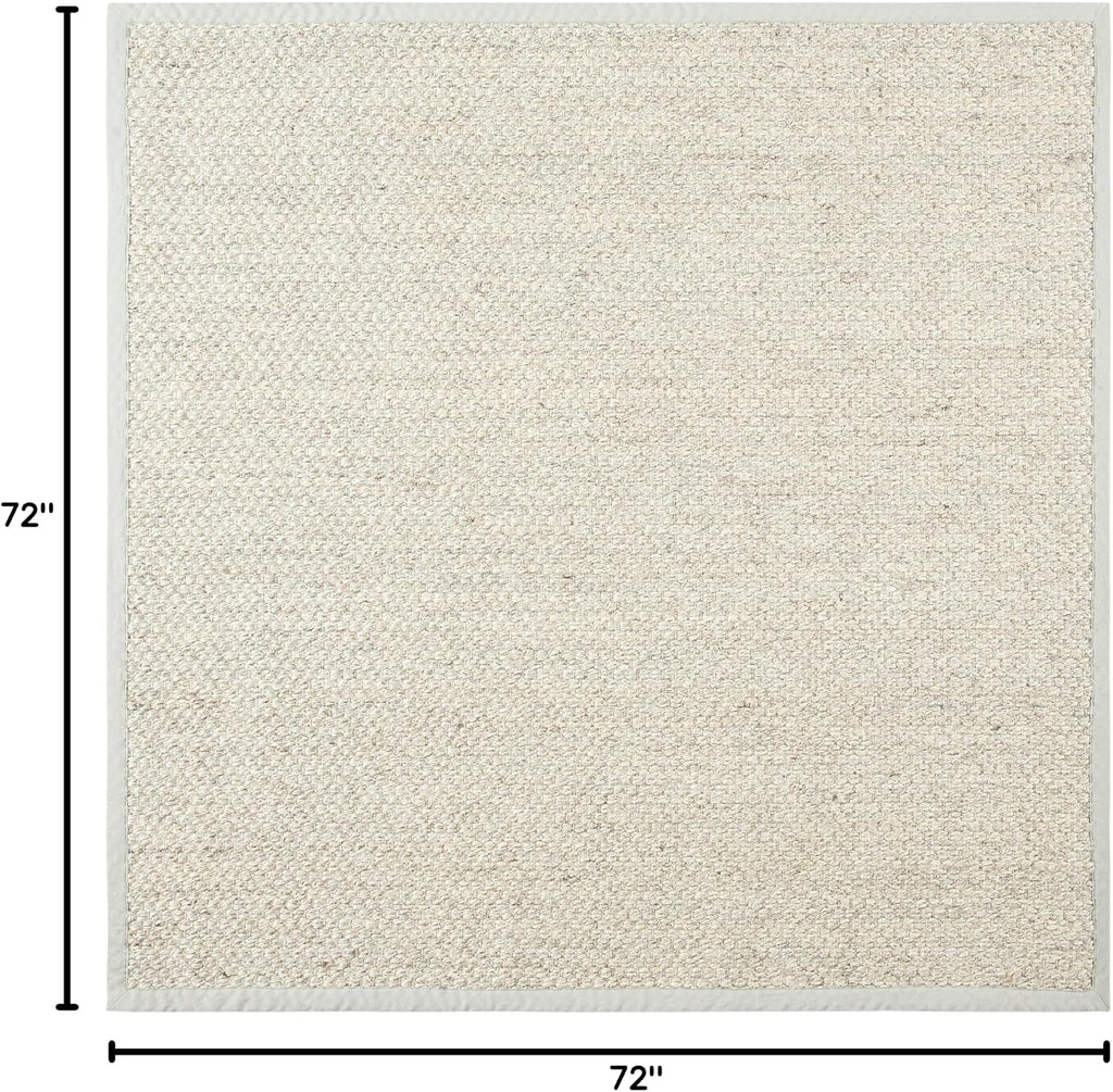 Area Rug 6' Square - Natural Fiber Collection - Marble, Sisal, Woven Design with Border (NF525C)