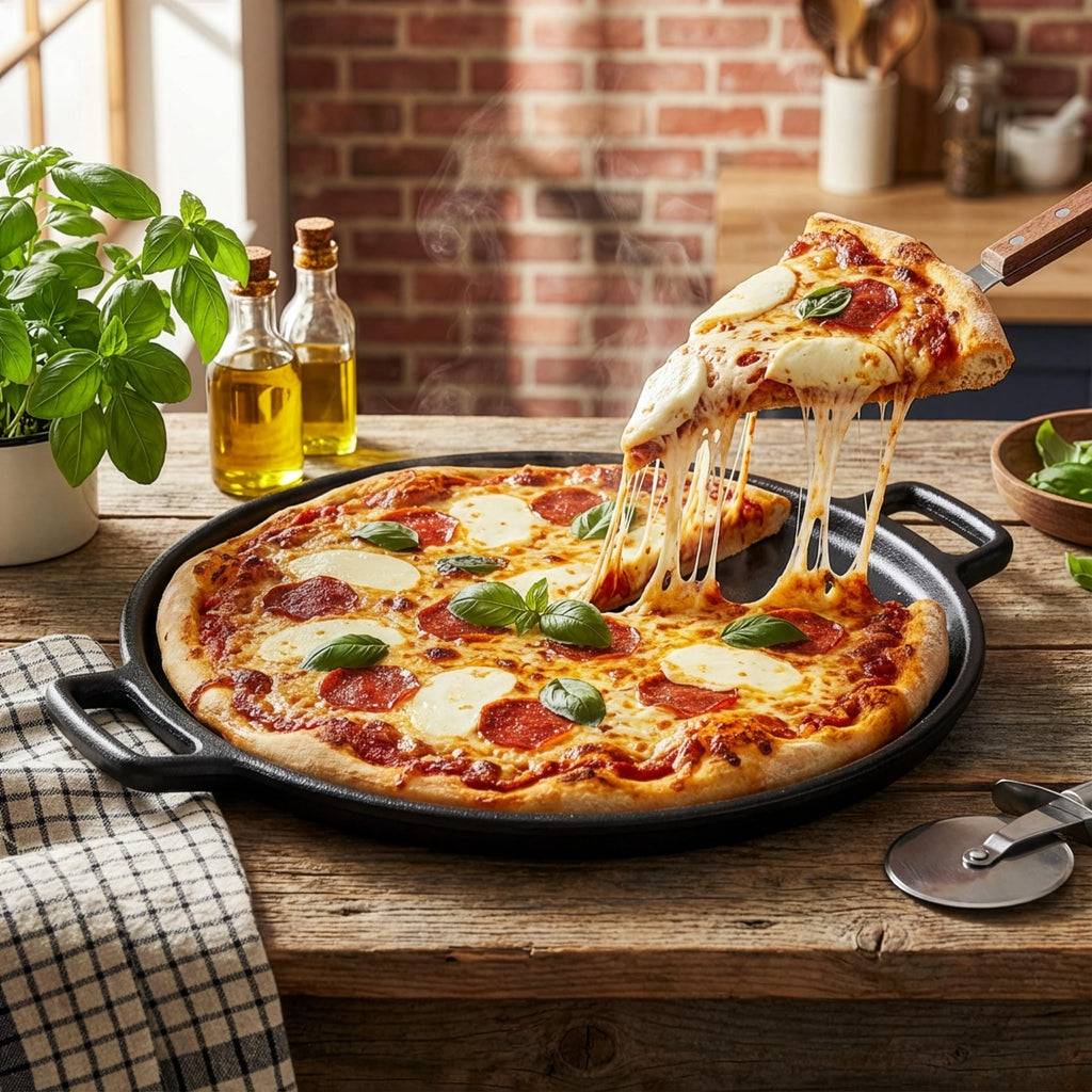 Cast Iron Pizza Pan, Even-Heating Cast Iron Cookware, 14"