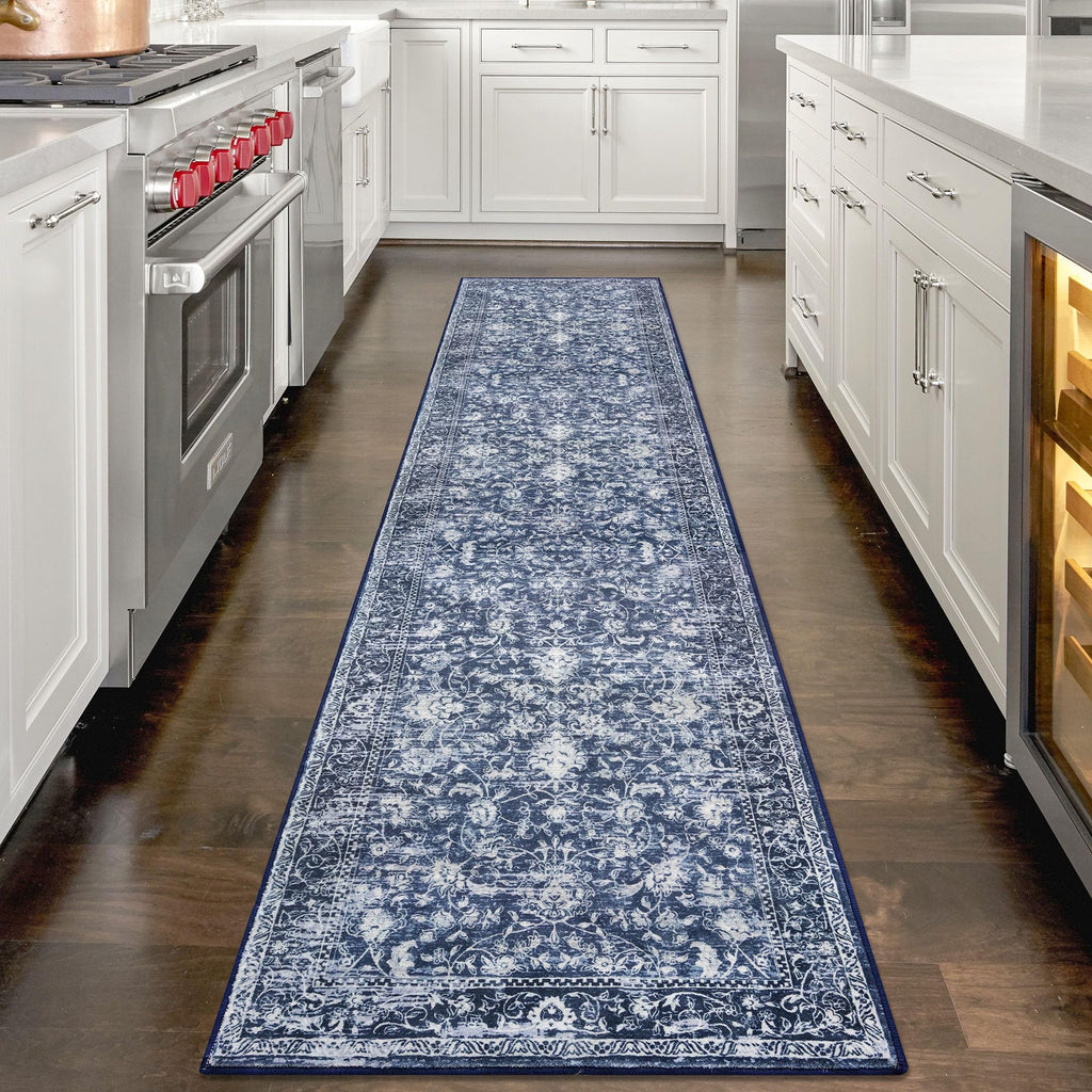 Hallway Runner 2x7 Washable Runner Rug Non-Slip Kitchen Rug, Blue