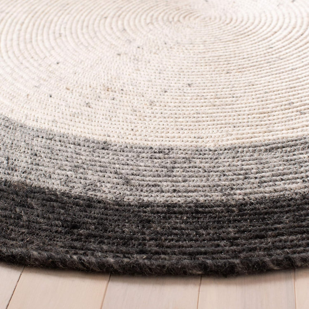 Braided Wool Oval Rug 6'x9', Farmhouse Grey & Ivory BRD903A