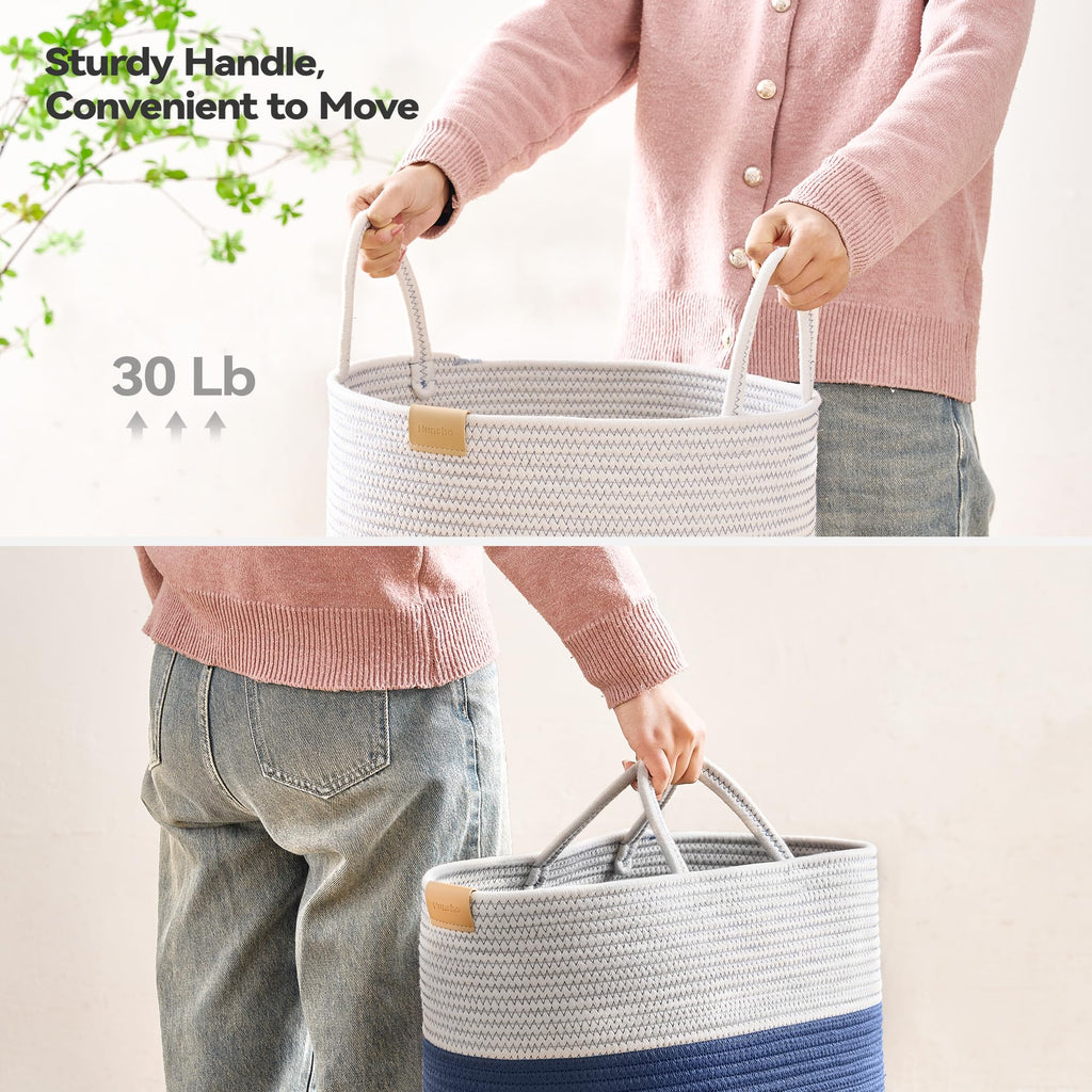 Laundry Hamper 95L,Large Laundry Basket for Clothes,Decorative Storage Basket for Blankets,Cotton Rope Woven basket