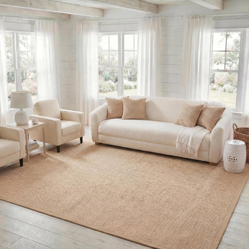 Area Rug - Natural Fiber Collection - Large - Maize & Linen Color, Sisal, Woven Design with Border (NF141B)