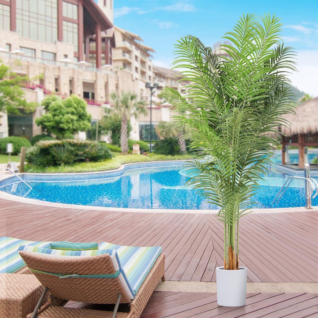 Artificial Palm Tree 7.2Ft Tall Large Fake Plant Indoor Decorative Faux Silk Green Potted Plants Living Room Outdoor