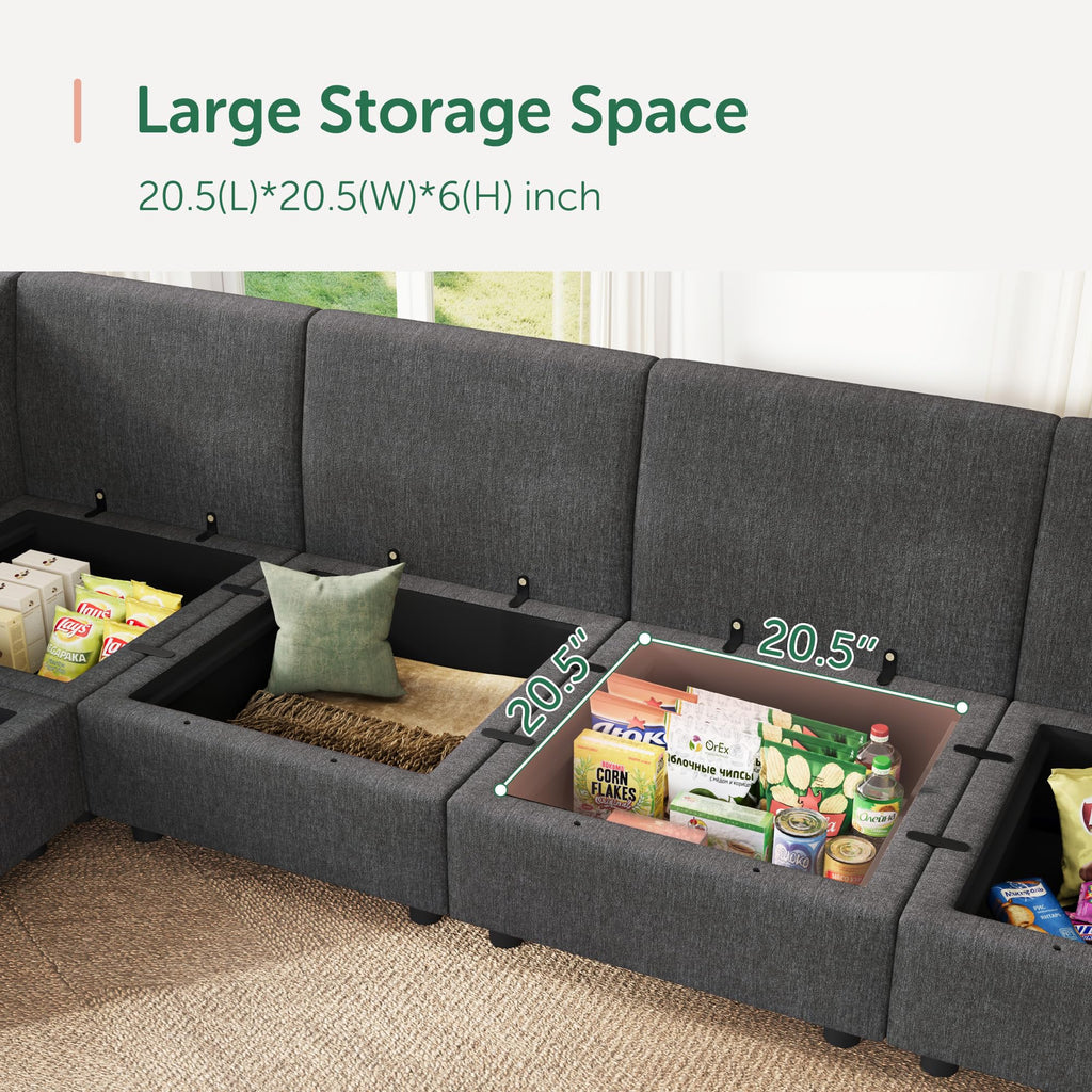 Modular Sofa Sectional Sleeper Couch with Storage Seat Reversible Sectional Sleeper Couch Modular Sofa - Snowflake