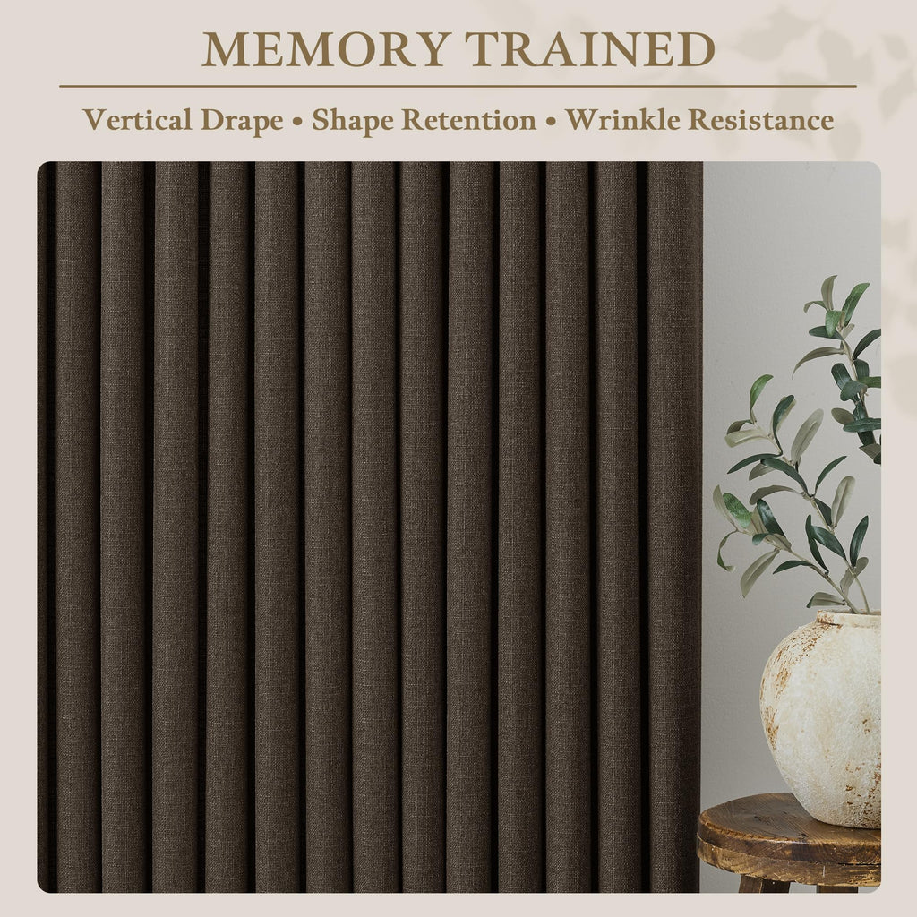 100 Inch Dark Chocolate Thick Linen Sliding Door Curtains 40x100