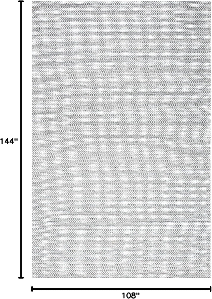Marbella Area Rug - 9' x 12', Light Grey & Ivory, Flat Weave Wool Design