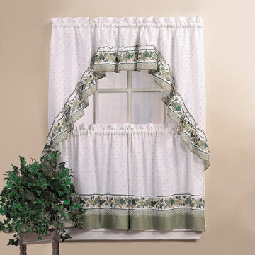 You Cottage Ivy Country Curtain Tier And Swag Set, Multi