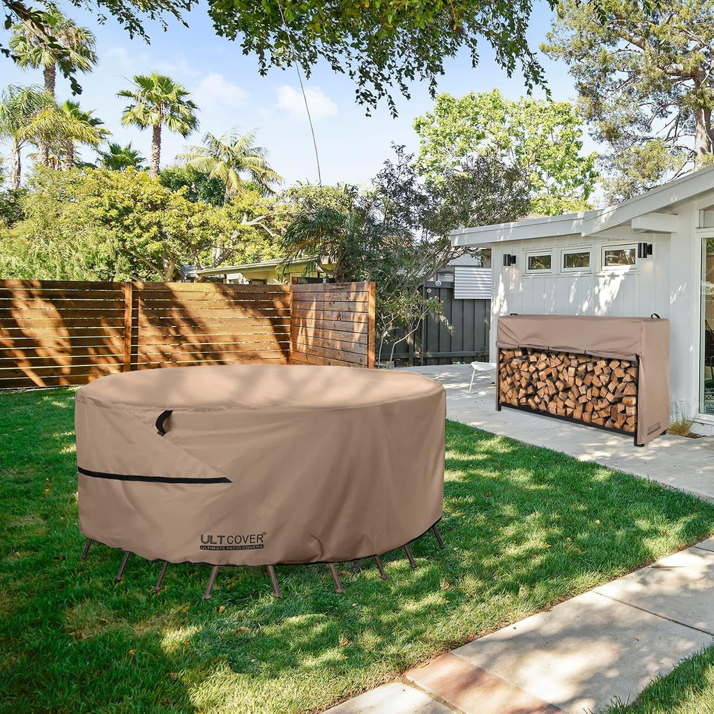 Round Patio Table and Chair Set Cover - Outdoor Heavy Duty 600D Waterproof Furniture Cover 60 inch