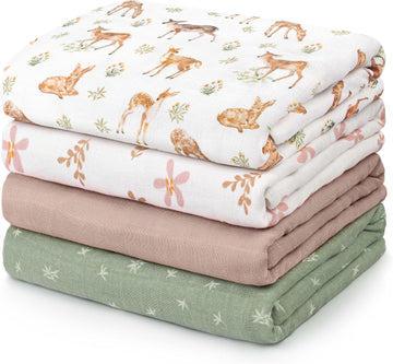 Muslin Swaddle Blankets 4Pk Receiving Blanket Large 35" x 40"