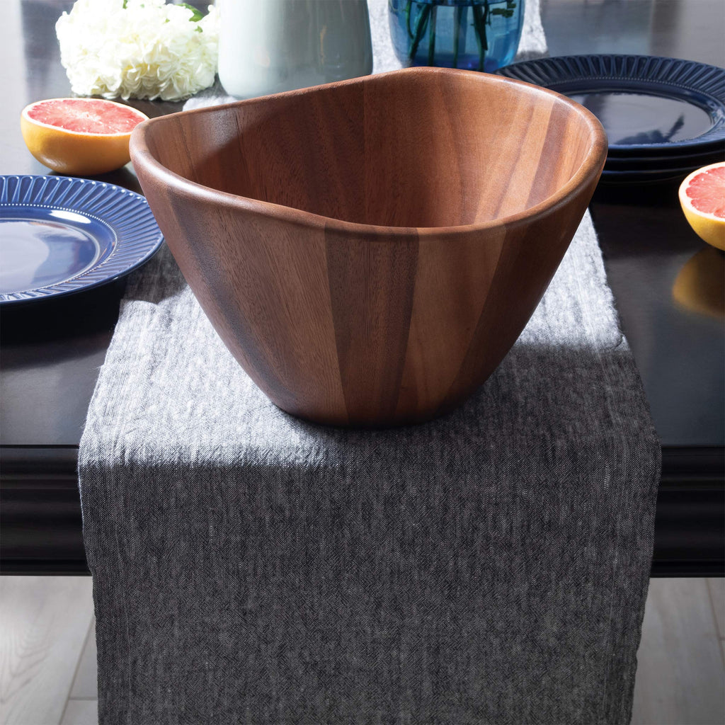 Acacia Wave Serving Bowl for Fruits or Salads, Large, 12" Diameter x 7" Height, Single Bowl
