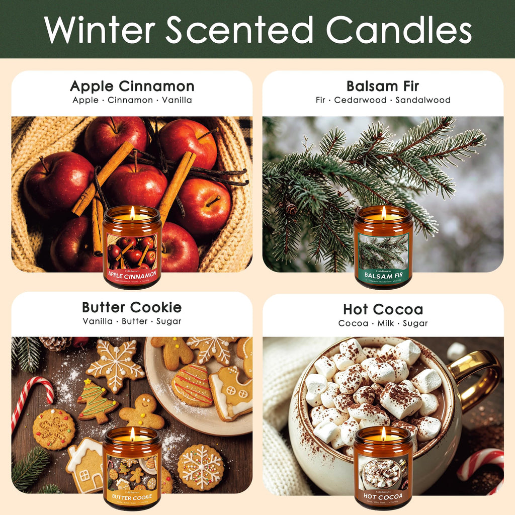 Winter Scented Candles - 4 PC Soy Wax Candle, 28 oz