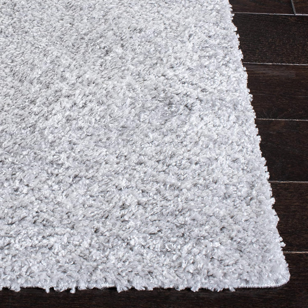 August Shag Collection Area Rug - 6'7" Square, Light Grey, Solid Design, Non-Shedding & Easy Care, 1.25-inch Thick