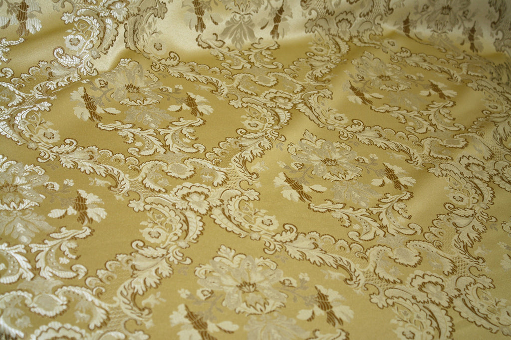 Damask Upholstery and Drapery, Jacquard Fabric Sold by The Yard (Gold)