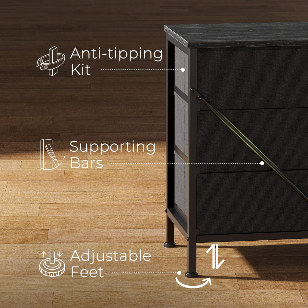 70 Inch Dresser, TV Stand for 65, 75, 80 Inch TV, 12 Fabric Drawer Long Dresser, Large Storage Organizer Unit, Chest