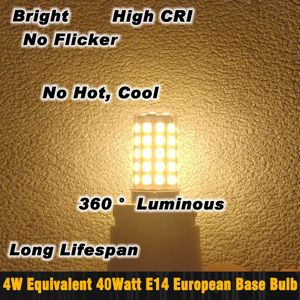 E14 LED Bulb AC100V-265V Warm White 2700K 4W T6 C7 European Base, 3 Pack